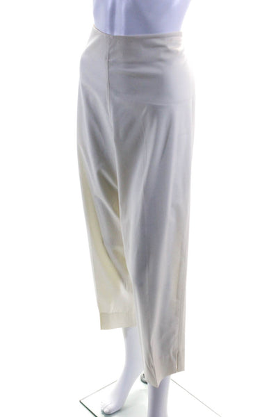 Lafayette 148 New York Women's Flat Front Straight Leg Dress Pant White Size 12