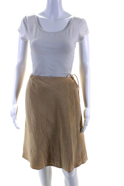 Giorgio Armani Women's A-Line Wrap Lined Mini Skirt Beige Size 48