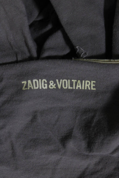 Zadig & Voltaire Womens Long Sleeved Buttoned V Neck Shirt Taupe Yellow Size S