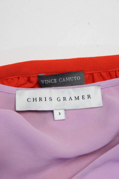 Chris Gramer Vince Camuto Womens Chiffon Crepe Tops Purple Orange Size 3 M Lot 2