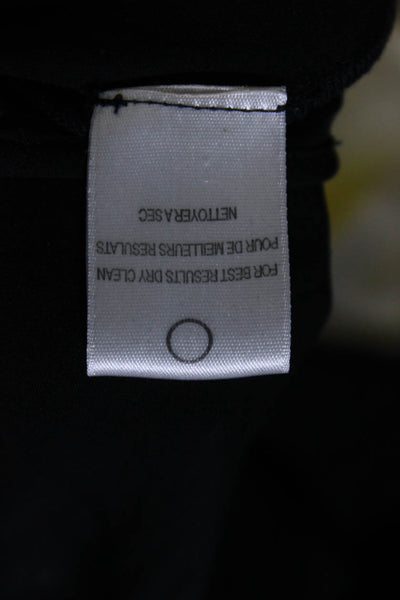 Halston Heritage Womens Silk Paneled 3/4 Sleeve V-Neck Blouse Top Black Size S