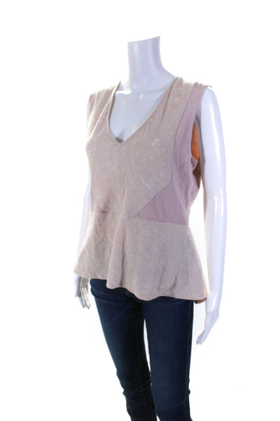 BCBGMAXAZRIA Womens Jacquard Sleeveless Back Zip Tank Top Light Pink Size L