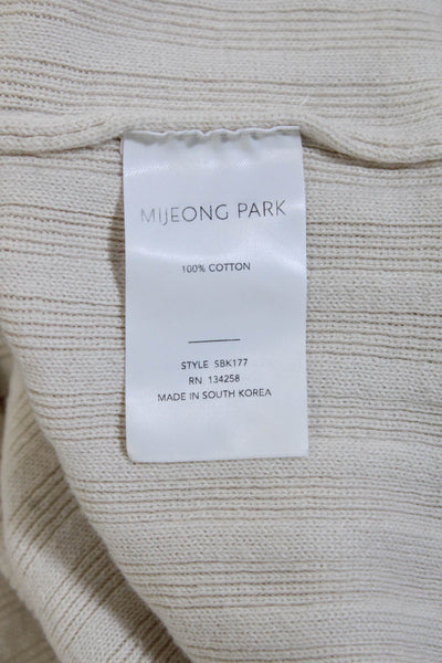 Mijeong Park Women's Round Neck Short Sleeves Ribbed Midi Dress Beige Size XS