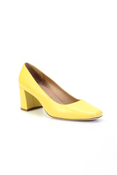 Mansur Gavriel Women's Round Toe Slip-On Block Heels Shoe Yellow Size 6.5