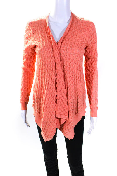 Magaschoni Womens Cotton Blend Open Front Cardigan Sweater Orange Size S