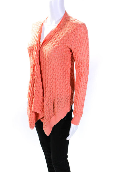 Magaschoni Womens Cotton Blend Open Front Cardigan Sweater Orange Size S