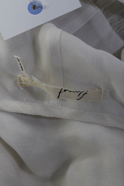 Floreat WomensShort Sleeve V Neck Tie Waist Coverup Blouse White Size S