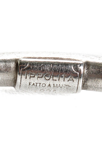 Ippolita Womens Sterling Silver Thin Diamond Triple Stack Bracelets 71 Grams