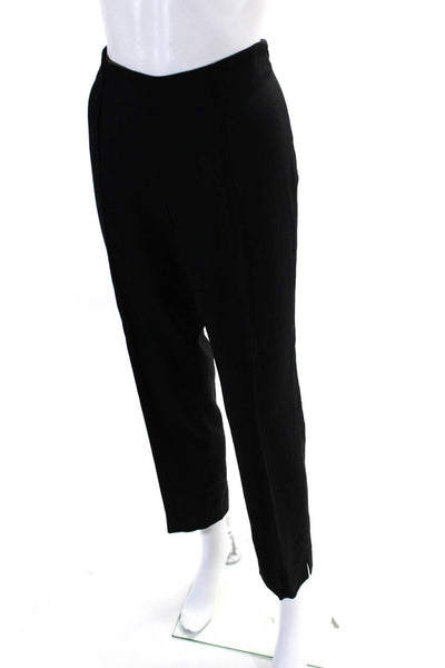 Rena Lange Womens Side Zip High Rise Pleated Dress Pants Black Wool Size 10