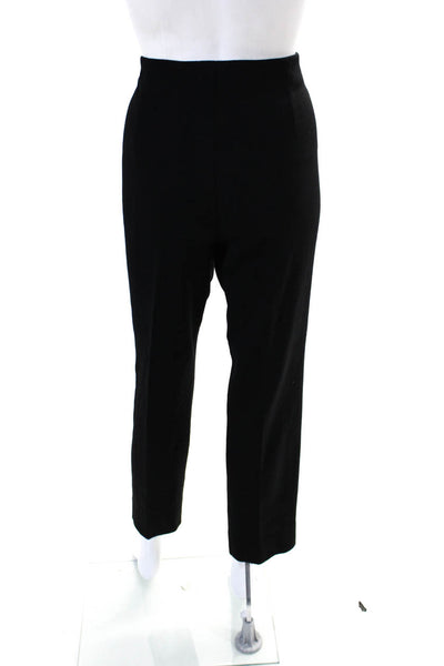 Rena Lange Womens Side Zip High Rise Pleated Dress Pants Black Wool Size 10