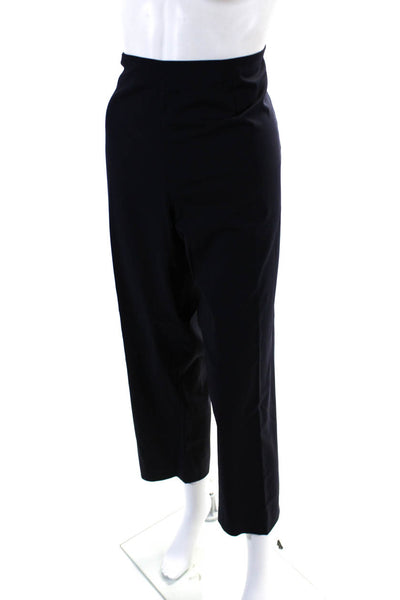 Leggiadro Womens Side Zip High Rise Pleated Dress Pants Navy Blue Wool Size 14