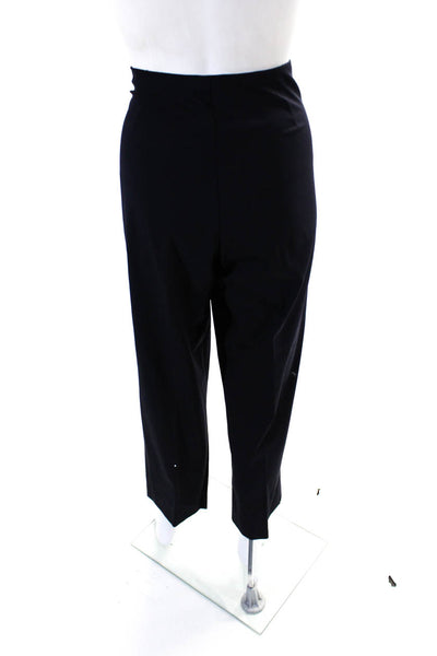 Leggiadro Womens Side Zip High Rise Pleated Dress Pants Navy Blue Wool Size 14