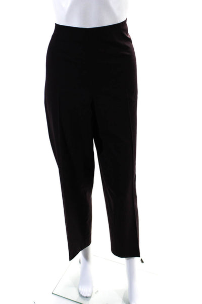 Leggiadro Womens Side Zip High Rise Pleated Dress Pants Wine Red Wool Size 14