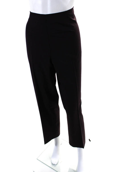 Leggiadro Womens Side Zip High Rise Pleated Dress Pants Wine Red Wool Size 14