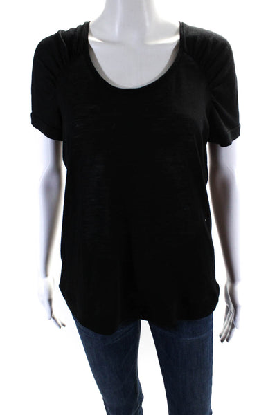 Piazza Sempione Womens Short Sleeve Scoop Neck Tee Shirt Black Cotton Size Large