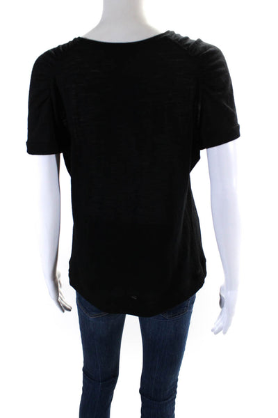 Piazza Sempione Womens Short Sleeve Scoop Neck Tee Shirt Black Cotton Size Large