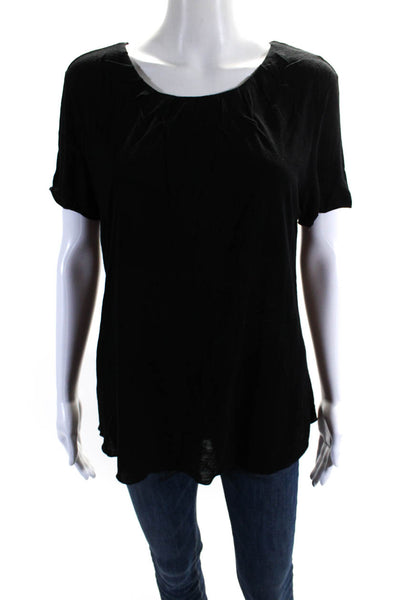 Armani Collezioni Womens Short Sleeve Scoop Neck Knit Tee Shirt Black Size 14