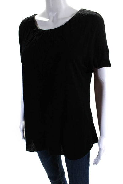 Armani Collezioni Womens Short Sleeve Scoop Neck Knit Tee Shirt Black Size 14