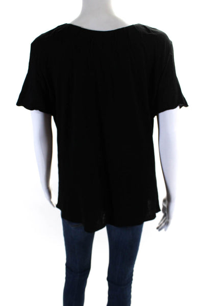 Armani Collezioni Womens Short Sleeve Scoop Neck Knit Tee Shirt Black Size 14