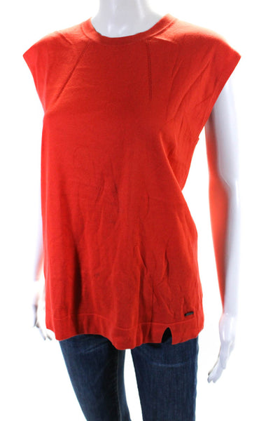 Akris Womens Button Front 3/4 Sleeve Cardigan Sweater Top Twinset Orange Size 12
