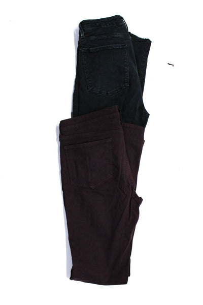 Frame Women's Midrise Five Pockets Skinny Denim Pant Black Burgundy Size 2 Lot 2