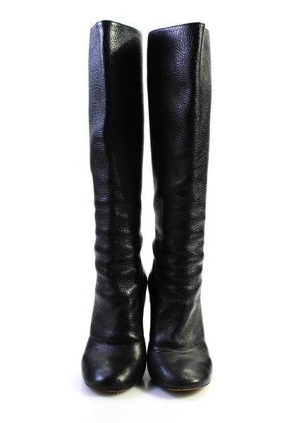 Rochas Womens Leather Back Zipper Knee High Fashion Boots Black Size 40 10