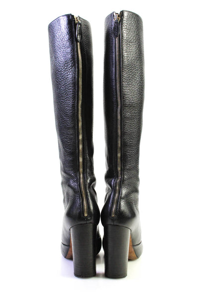 Rochas Womens Leather Back Zipper Knee High Fashion Boots Black Size 40 10