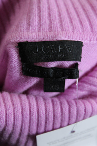 J Crew  Womens Cashmere Ribbed Turtleneck Long Sleeve Sweater Pink Size XS