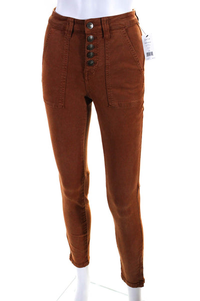 Joie Womens Macine Park High Waist Button Fly Skinny Jeans Tan Size 24