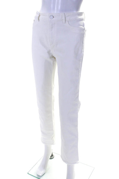 DL1961 Women's Midrise Three Pockets Straight Leg Denim Pant White Size 28