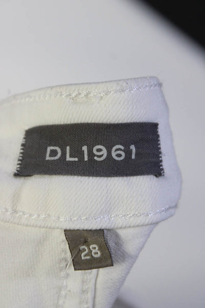 DL1961 Women's Midrise Three Pockets Straight Leg Denim Pant White Size 28