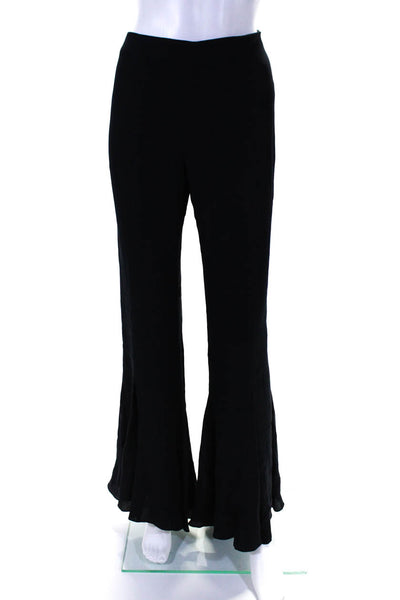 Armani Collezioni Women's Zip Closure Flare Leg Sheer Pant Navy Blue Size M