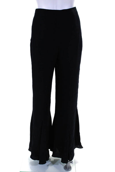 Armani Collezioni Women's Zip Closure Flare Leg Sheer Pant Navy Blue Size M