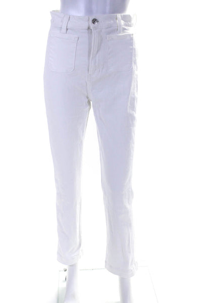 Veronica Beard Women's High Waist Pockets Straight Leg Denim Pant White Size 29