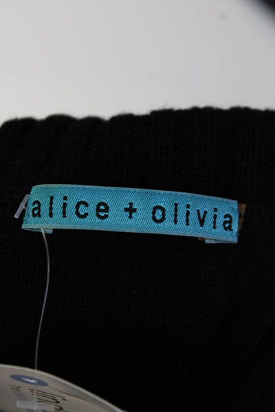 Alice + Olivia Womens Stretch Knit Sleeveless Turtleneck Top Black Size M