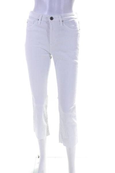 AG Adriano Goldschmied Womens Button Fringed Hem Bootcut Pants White Size EUR26