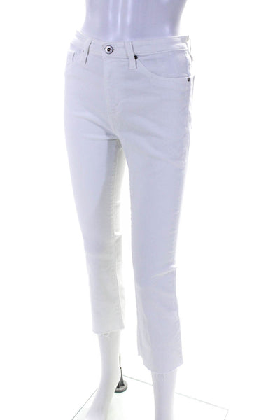 AG Adriano Goldschmied Womens Button Fringed Hem Bootcut Pants White Size EUR26