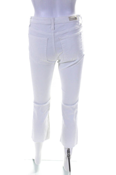 AG Adriano Goldschmied Womens Button Fringed Hem Bootcut Pants White Size EUR26