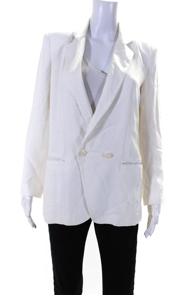 Jenni Kayne Womens Collared Long Sleeve Darted Buttoned Blazer White Size XS