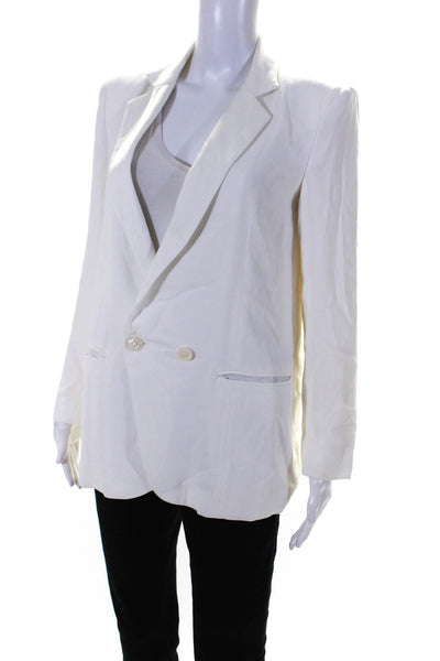 Jenni Kayne Womens Collared Long Sleeve Darted Buttoned Blazer White Size XS