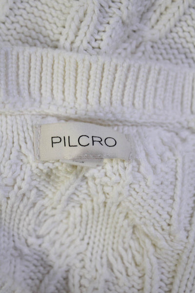 Pilcro and the Letterpress Anthropologie Womens Cable Knit Sweater White Size Sm