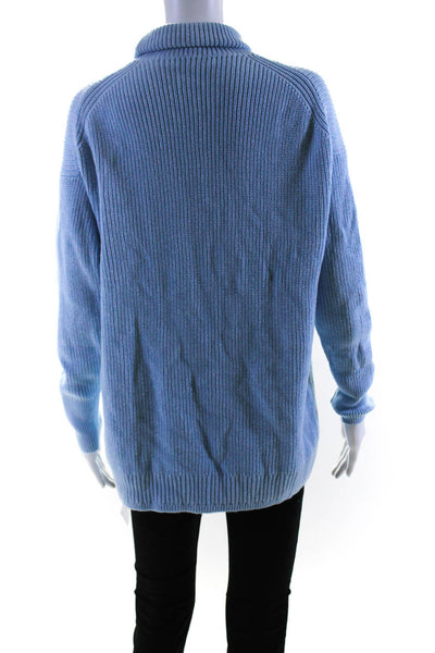 J Crew Womens Long Sleeves Turtleneck Sweater Powder Blue Cotton Size Medium