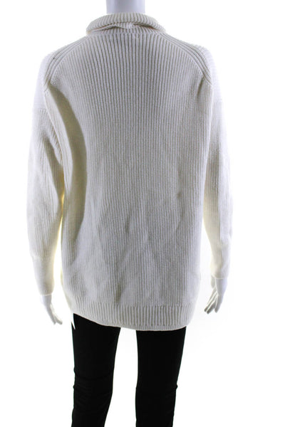 J Crew Womens Long Sleeves Turtleneck Sweater White Cotton Size Small