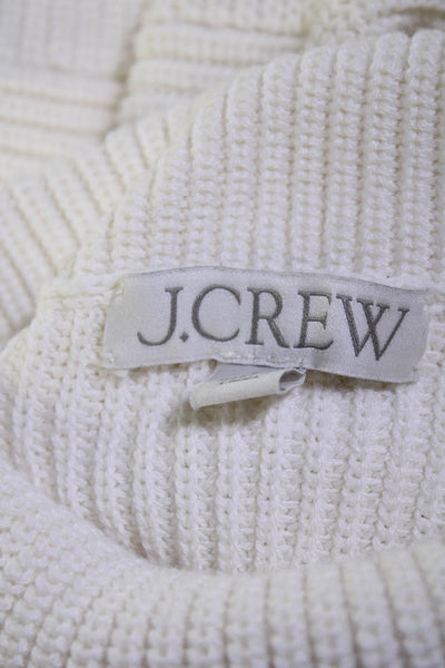 J Crew Womens Long Sleeves Turtleneck Sweater White Cotton Size Small