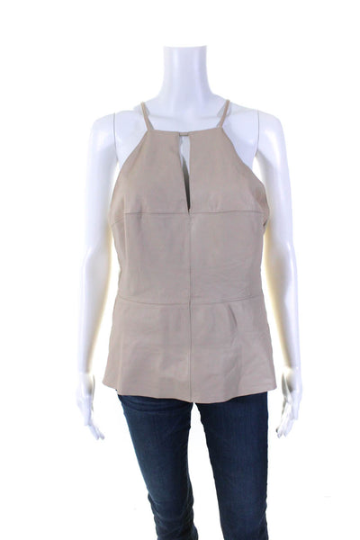 Bailey 44 Womens Faux Leather Keyhole Front Sleeveless Camisole Beige Size L