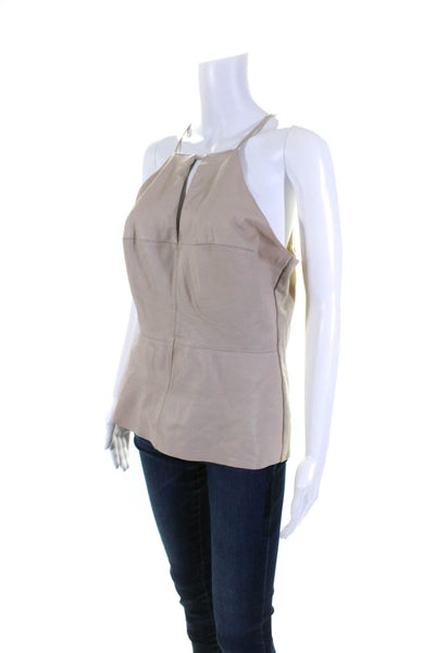 Bailey 44 Womens Faux Leather Keyhole Front Sleeveless Camisole Beige Size L