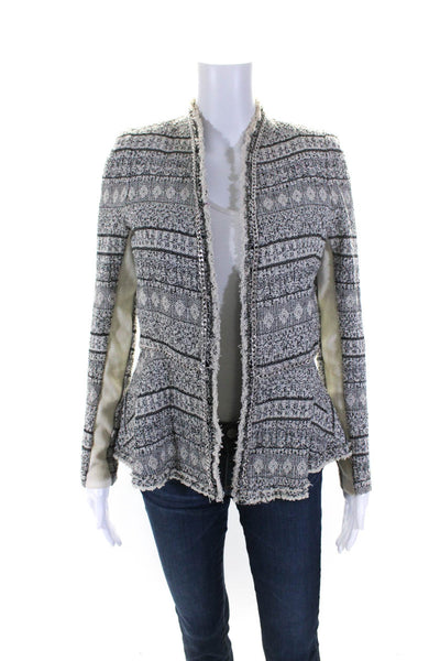 Rebecca Taylor Womens Gray Textured Chain Detail Long Sleeve Jacket Size 2