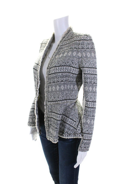 Rebecca Taylor Womens Gray Textured Chain Detail Long Sleeve Jacket Size 2