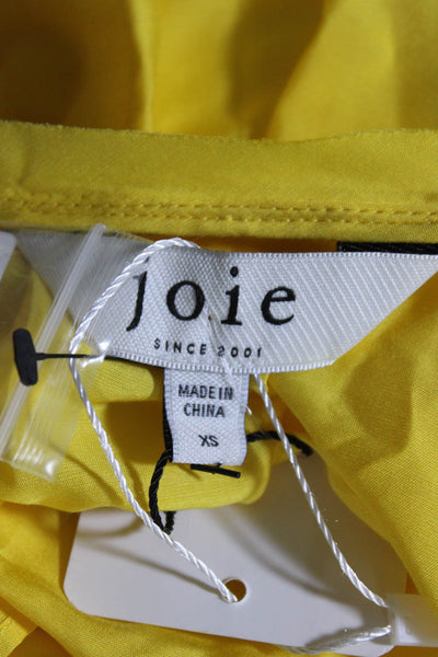Joie Womens Ashlene Sleeveless Raw Hem Wrap Top Blouse Empire Yellow Size XS