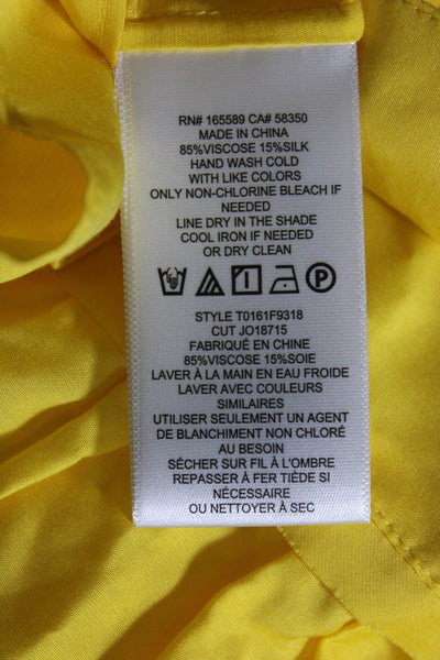 Joie Womens Ashlene Sleeveless Raw Hem Wrap Top Blouse Empire Yellow Size XS